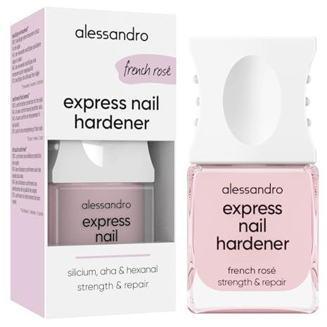 alessandro Express Nail Hardener French Rosé - Nagelpflege für weiche, brüchige Nägel - Mit Silicium, AHA & Hexanal - Nagelhärter für widerstandsfähige, glatte Nägel - Vegan - Rosa, 10ml