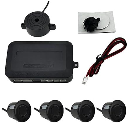 Sensore Di Assistenza Al Parcheggio Kit Sensore Parcheggio Radar Retromarcia Posteriore Per Auto 12V 22mm 4 Cicalini Indicatore Avviso Sonoro Retromarcia Sonda(Nero)