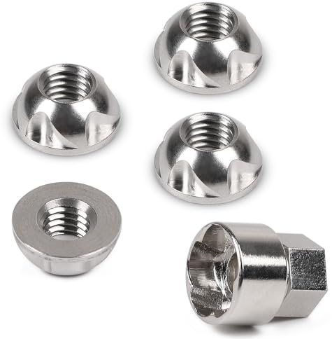 EFUTURETIME 8 x Tuercas Antirrobo M8 × 1,25, Inoxidable 303 | con 1 Vaso con Perfil de 5 Puntas especial para Tuerca de Seguridad