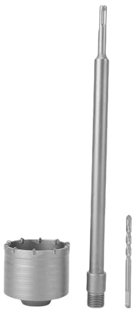 HELEVIA Kit a Tazza per Calcestruzzo 90 Mm, Set di Frese con Asta 350 Mm, Denti in Lega di Tungsteno, per Mattoni, Cemento, Pietra, Tubi Dell'acqua