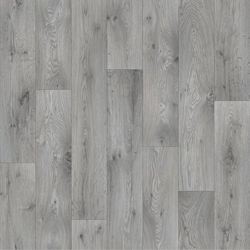Cameo 969M Mid Grey Wood Plank Effect Rimini Vinyl Flooring | - 4m x 3m (13ft1 x 9ft10)