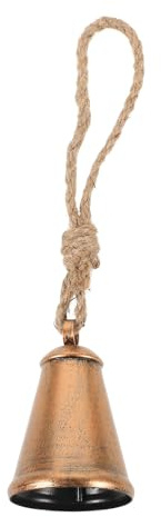 OSALADI Campanaccio da Mucca Vintage in Metallo Corda di Iuta Campana Decorativa Natalizia da Appendere a Parete Porta o Albero Campanello Eolico Rustico per Decorazioni Festive e