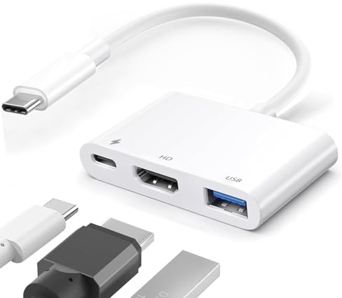 USB-C Digital AV Multiport Adapter kompatibel mit iPhone, iPad, MacBook, auch Samsung, Google Pixel & Huawei, 4K HDMI, USB-A 3.0 & 100W PD Ladeanschluss, HDMI Adapter MacBook Air