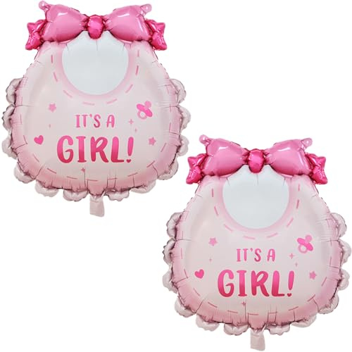 Gleemix 2 Stück Folienballon Lätzchen Geburt, Its a Girl Ballon Rosa, Baby Girl luftballons, für Neugeborenes, Partydeko Baby Shower Mädchen, Welcome Baby, Gender Reveal Babydusche Partyangebot