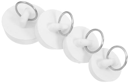 IMIKEYA 4pcs Rubber Bathtub Drain Stoppers Sink Plugs Set, Food-Grade Rubber Tub Plugs with Rings, Replacement Bathroom and Kitchen Sink Sealing for Bathtub, Laundry, Wash Basin (1, 1