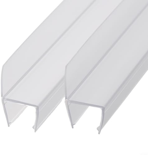 Lot de 2 joints de rechange pour bas de porte de douche - 50 cm - En PVC transparent - Joint en verre pour porte de douche de 6/8/10/12/15 mm - Barrière d'étanchéité en caoutchouc étanche (15 mm)