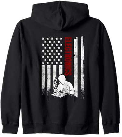Electronics American Flag Distressed USA Patriotic Maker Zip Hoodie