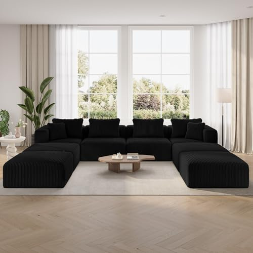 Novilla Modulares Sofa 8 sitzer 360cm Breit, Ecksofa Cord U Form Wohnzimmer