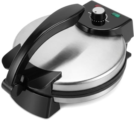 1800w Electric Roti Maker & Tortilla Press - 12 Inch Double-sided With Adjustable Temperature, Led Indicator, Perfect For Easy Chapati & Tortilla Cooking