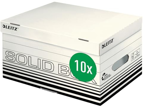 Leitz Esselte Archiv Container S A4 Storage Boxes with Hinged Lid Corrugated Cardboard White