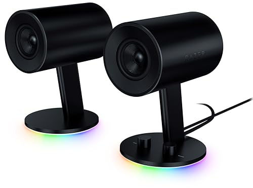 Razer Nommo Chroma - Haut-Parleurs de Jeu 2.0 (Enceintes avec 3 Pouces en Fibre de Verre Tissée Personnalisée & Chroma RGB) Noir