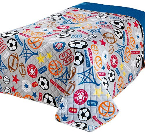Delindo Lifestyle® Colcha para Cama Individual, cubrecama Infantil,para niños, Azul, 170 x 210 cm