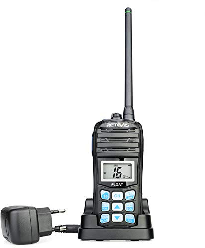 Retevis RT55 Marine Radio, IP67 Étanche Talkie Walkie, 88 Canaux, Vibration, Flottante, Radio VHF Marine Portable pour Navigation, Yacht (Noir, 1 Pcs)