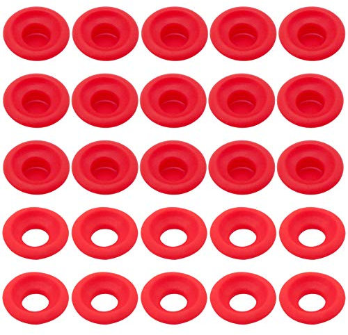 CKANDAY 50 Pieces Silicone Rubber Gaskets Washer, 2 Types High Pressure Leak-proof Seals for EZ Cap Swing Flip Top Bottle Seals Gasket for Home Brew Beer Soda Bottle Sealing, Red