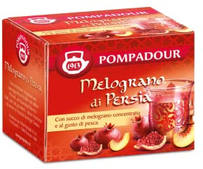 Pompadour 1913 | Infuso alla Frutta Aromatizzato al Melograno di Persia ed alla Pesca - 1 x 10 Bustine di Tè (22,5 Gr)