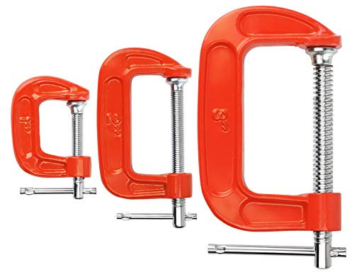 MAXPOWER 3 Pezzi C Morsetti set 25 mm / 50 mm / 75 mm Morsetti a c per legno Terminali a vite Resistenti C Morsetti da 1/2/3 Pollici da Falegname