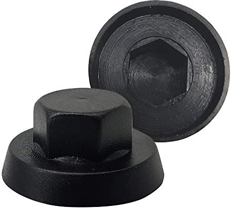 DOJA INDUSTRIAL | Schraubenabdeckung | Installationsschlüssel 10 mm | 100 Stück | Kappe aus Nylon für Schrauben mit Sechskantkopf | Farbe Schwarz | perfekt für Abdeckung von Muttern im Freien, Schutz