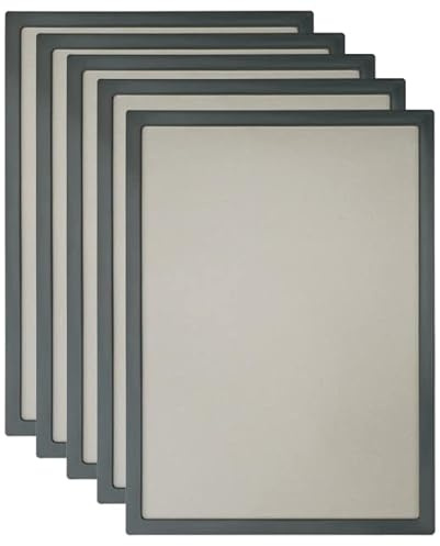 VKF Renzel GmbH Vorteilspack 5x Plakatrahmen DIN A4 - Infotafel - Bilderrahmen - 6 Farbvarianten - inkl. entspiegelter PVC-Abdeckfolien (grau ähnl. RAL 7043)