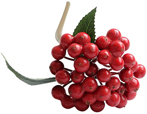 Cozylkx Bacche Di Agrifoglio Artificiali Stami Steli Con Foglie Mazzo Di Bacche Finte Bacca Decorativa Per La Casa Floreale Fai-da-te,Rosso