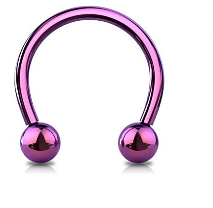 Jewel Barrel Horseshoe Piercing Barbell Circular Bar Septum Nose Ear Ring Hoop Surgical Steel Helix Tragus Jewellery 16G 6mm 8mm 10mm (Purple, 8)