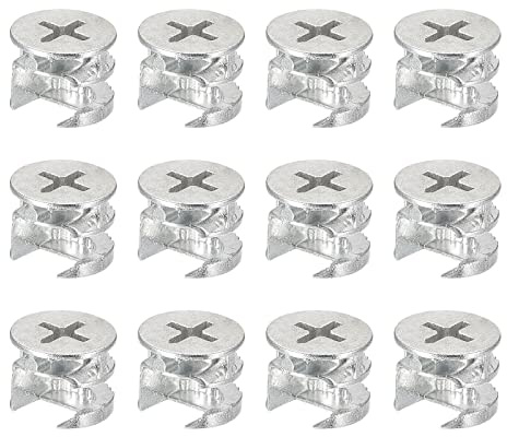 sourcing map Leva Bloqueo Tuerca para Muebles, 12uds 15x12mm Junta Conector Bloqueo Tuercas Muebles Conexión Leva Montajes, Blanco