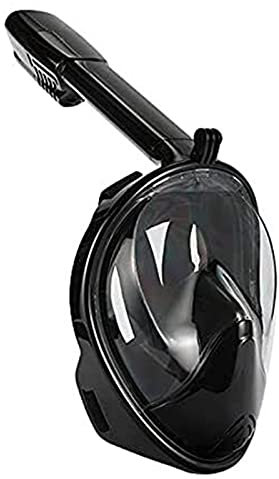 Vollgesichts-Silikon-Schnorchel-Set, 180°-Meerblick, geeignet für Erwachsene und Kinder, Tauchmasken, Dry Top Anti Seepage Water Breathing System (Rosa S) (Schwarz L)