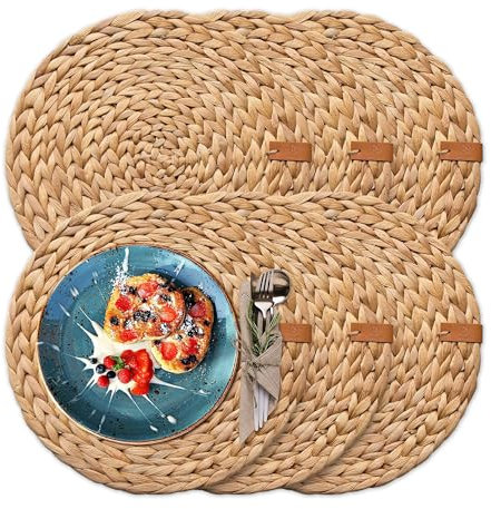 FRIHET® Tischset Oslo Set Rund Wasserhyazinthe Natur - (6, 38cm)