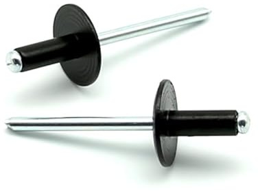Rivetti a strappo STANDARD Alluminio/Acciaio Testa Extra Larga 16,0mm Verniciato Nero RAL 9005 4.8x10 Spessore serrabile 4.0-6.0mm - Confezione da 250 pezzi