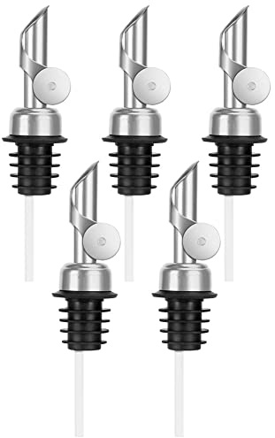 KJKVIVH 6 PCS Liquor Bottle Pourers Auto Flip Olive Oil Dispenser Spout Balsamic Vinegar Pour Nozzle, Silver