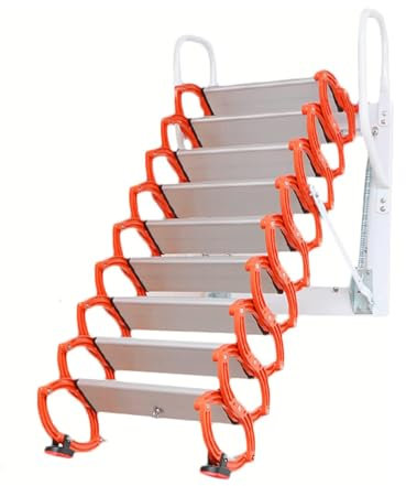 EYPKPL Praktische Dachbodenleiter, einziehbare, an der Wand montierte Dachbodentreppe, Expansionsschraube, Feste Dachbodenleiter, manuelle Klappleiter