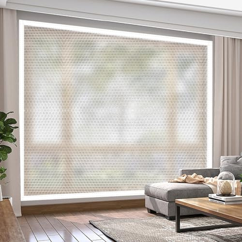 Wärmeschutzvorhang Thermo Fenster Wärmeschutz im Winter Fenster-Isolierfolie,Winddicht Staubdicht Selbstklebend Kunststoff Transparente Isolierfolie zur Wärmedämmung an Fenstern (60cm x 80cm)