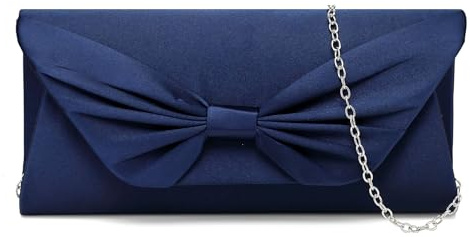 kiss me Women Clutch Purse Elegant Bowknot Evening Bag Classy Purse Wedding Party Shoulder Bow Bag (Dark blue)