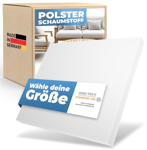 saarschaum Polster Schaumstoff für Sitzkissen - Komfortschaum - Zuschnitt 120 x 100 x 4 cm - RG 35/55
