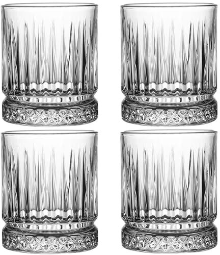 BEVKAF Crystal Whiskey Glasses, 350ml Set of 4 Lead Free Hand Blown Crystal, Perfect for Scotch, Bourbon, Manhattans, Old Fashioned's, Cocktail (Upgraded)