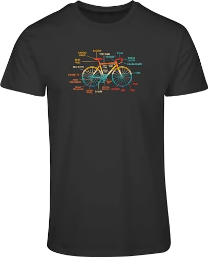Cykel t-shirt män: Bike Parts – sport t-shirts cykel män – mountainbike MTB present cykelförare racercykel skjorta MTB, mörkgrå, XXL