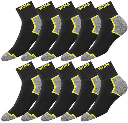 SOXCO Quarter chaussettes de travail homme 43-46 10 Paires, WORK socks lot de 10 paires, 43/46