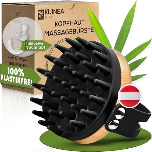 KUINEA® Kopfhaut-Massagebürste aus Silikon mit Saugnapf - Kopfmassage für Shampoo, Haare und Scalp