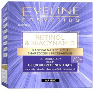 Eveline Cosmetics Ultra rik nattkräm med retinol och niacinamid för djup regenerering 70+ | Anti-aging, åtstramning och fuktkräm | 50 ml