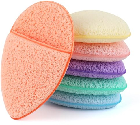 6Pcs Facial Sponges Set, Cleansing Puff, Colorful Facial Sponges for Face Wash, Reusable Makeup Remover Exfoliating Pads for Daily Cleansing