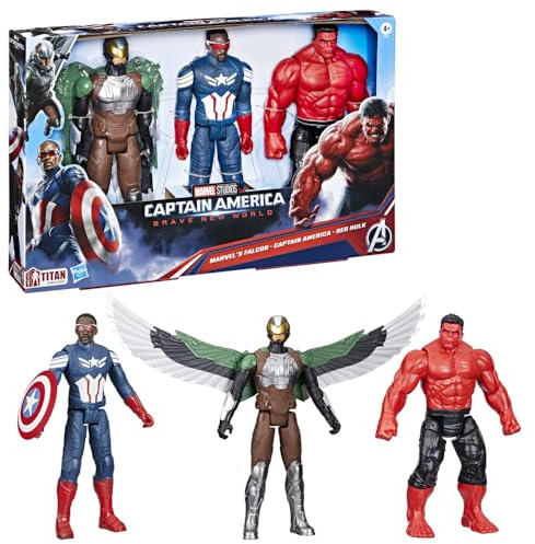 Marvel Avengers Captain America: Brave New World, Série Titan Hero, Ensemble de Figurines d'action, 5+