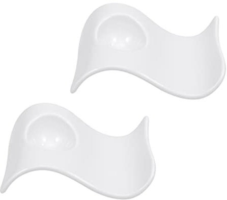 OFFSCH 2pezzi Portauova in Ceramica Portauova Forma di Onda Vassoio per Uova per Casa e Ristorante Resistente alla Rottura Bianco