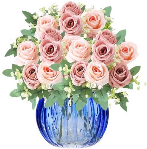 astylishome Kunstblumenstrauß, Brautstrauß, künstlicher Pfingstrosen, Seidenstrauß, rosa Blumen, ideal für Hochzeiten, Brautschmuck, Zuhause und Büro, Dekor 4311