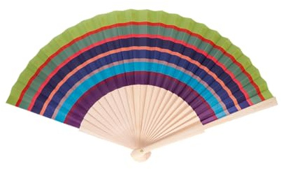 Remember Handfächer, 22.8 x 41 cm (aufgeklappt), Lotusholz/Polyester/Baumwolle – Faltbarer Handfächer für Sommer, Urlaub oder Festival