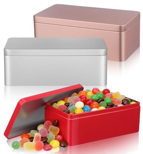 Tofficu 2 juegos de tarros de almacenamiento de hojalata, organizador de dulces, mini caja de almacenamiento para hojas de té, mini recipientes de almacenamiento portátiles, 3 unidades x 2
