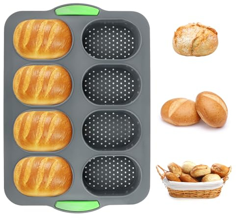 QOUBNIC Stampo per Pane in Silicone, Stampo per Baguette in Silicone Stampo per Pane, Teglia da Forno per Baguette Teglia per Pasticceria