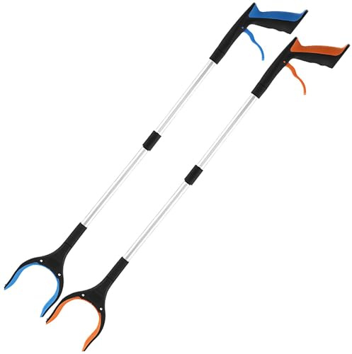 83cm Greifzange für Senioren - 2er-Pack Greifwerkzeug, Faltbare Greifzange, mit rutschfester Silikonklaue, Magnet und 360° Drehkopf, Leicht Extra L'ang Handlich Müllgreifer, Greifhilfe für Behinderung