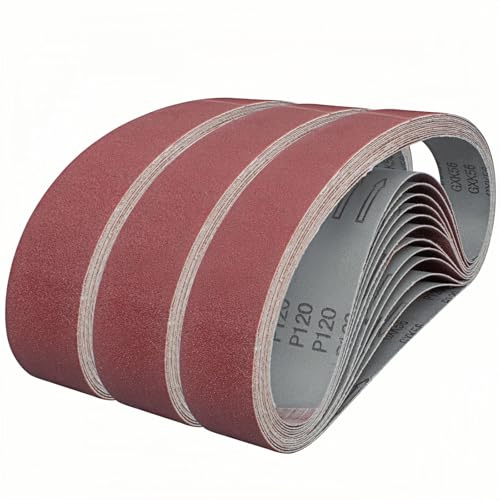 FEIHU 10 piezas Bandas de Lija 40 x 760 mm. Para Pulidora de tubos pulir metal y madera. Grano 80
