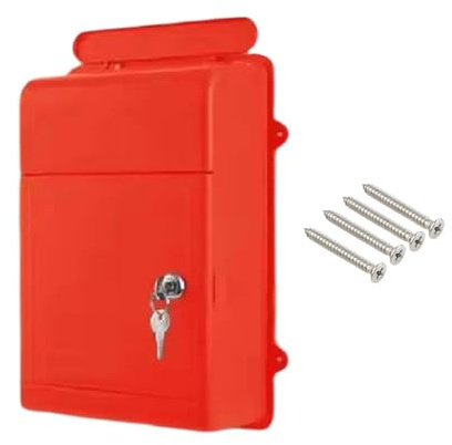 Sharplace Wall Mounted Mailbox Drop Box with Key Wide Opening with Lock Locking Mail Box for Cards Letters Newspapers Street Outdoor, Red