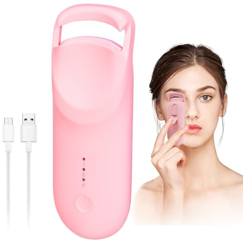 Yaskyly Beheizte Wimpernzange, elektrisch, 5 Sekunden, schnelle Erwärmung, 24 Stunden, langlebig, wiederaufladbar, Mini-Lash-Curler mit 2 Temperaturmodi (65 ℃ & 85 ℃) und wärmeempfindlichem