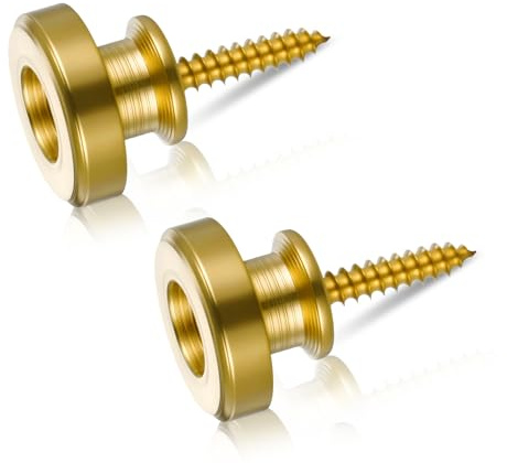 2 Pack Gitarrengurt Fixateur Metall Gitarrengurt Endknopf Gitarrengurts Knöpfe mit Befestigungsschrauben und Gummi Kissen für Klassische Elektrische Akustik Gitarre, Bass